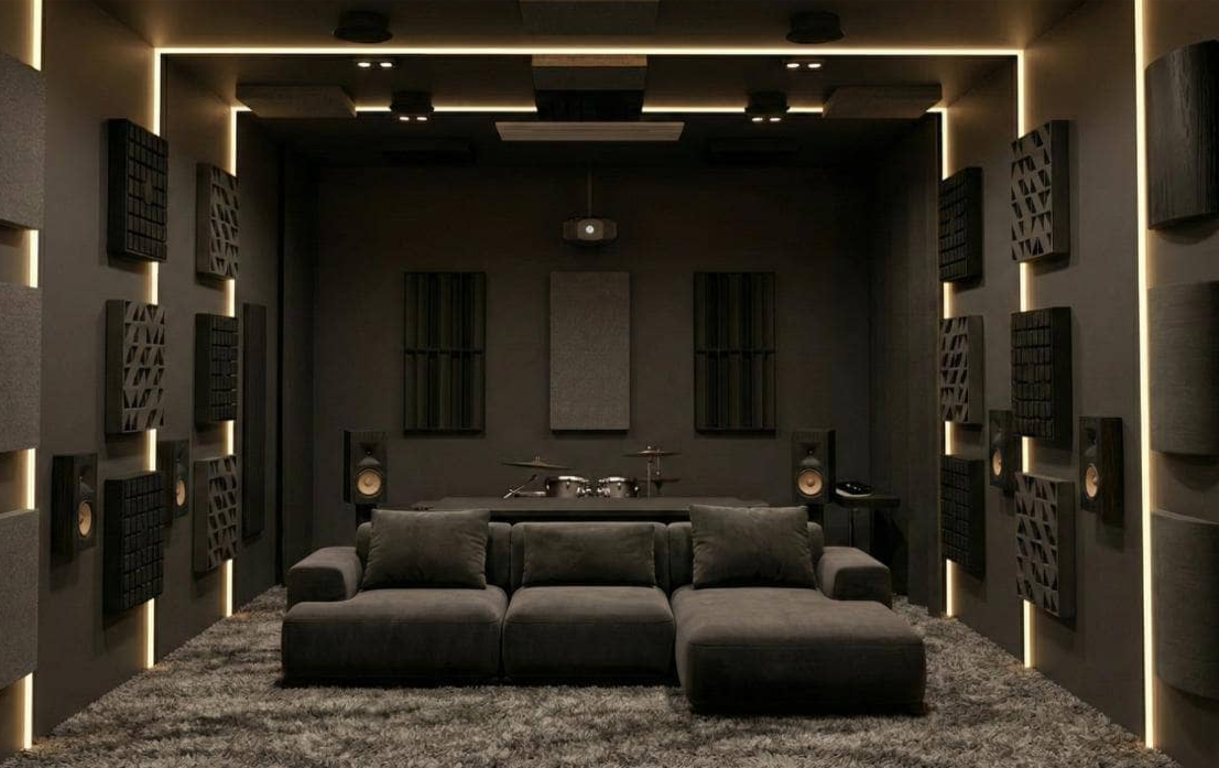 Домашний кинозал с акустическими панелями WOODPA ART
